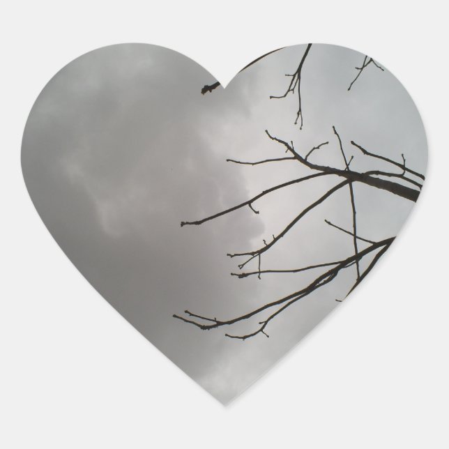 Dark Storm Clouds Heart Sticker (Front)