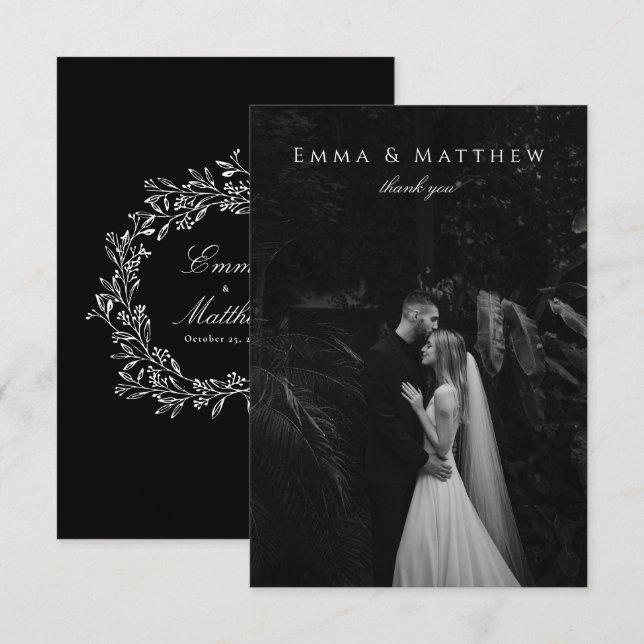 Dark Stylish Classy Meadow Wildflowers Thank You (Front/Back)