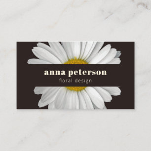 Dark Stylish Elegant Daisy Floral Florist Business Card