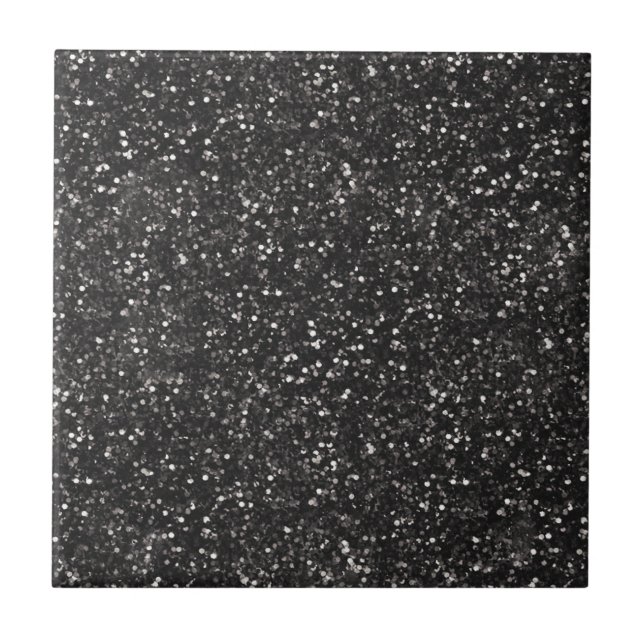 Dark Stylish Silver Grey Glitter Ceramic Tile (Front)