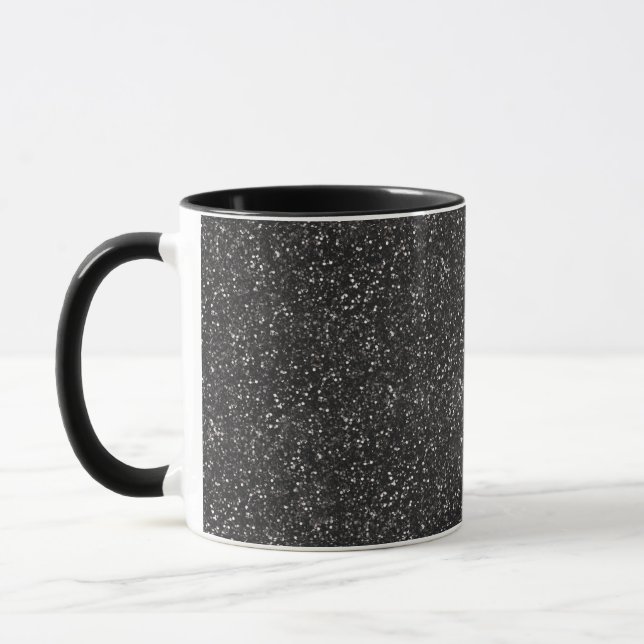 Dark Stylish Silver Grey Glitter Mug (Left)