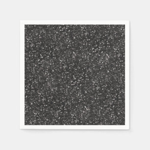 Dark Stylish Silver Grey Glitter Napkin