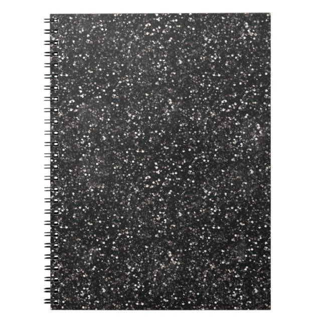 Dark Stylish Silver Grey Glitter Notebook (Front)