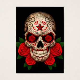Dark Sugar Skull with Red Roses