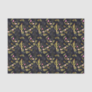 Dark Summer Night Cactus Pattern Tissue Paper