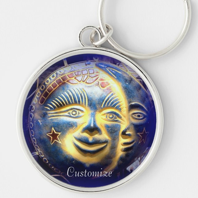 dark sun face/moon face key ring (Front)
