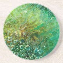 Dark Sun - Green Blue Brown Bubbles Abstract