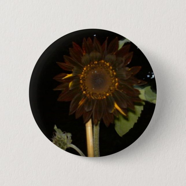 Dark Sunflower at Night 6 Cm Round Badge (Front)