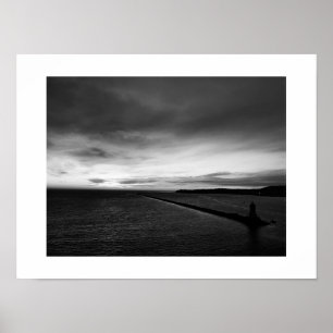 Dark Sunset Sky Black and White Photography Poster