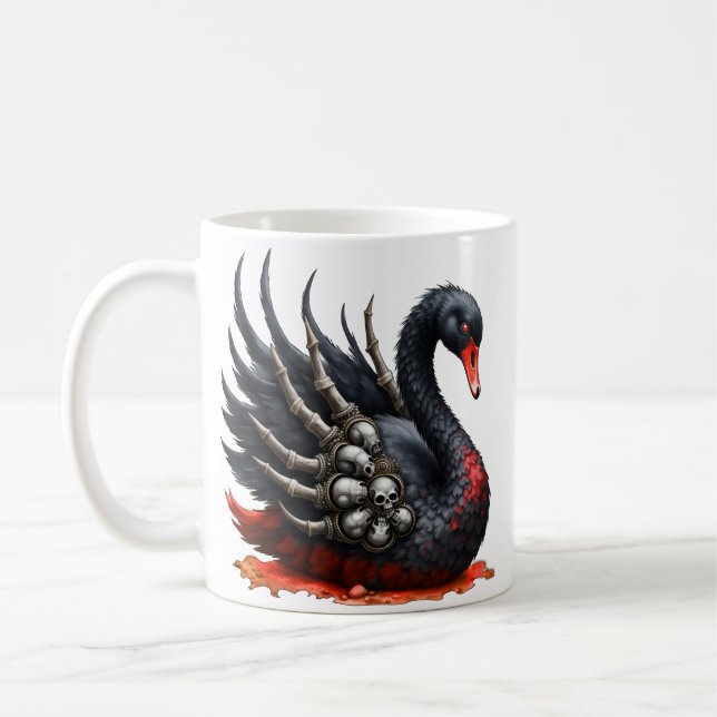 Dark Swan of Bones – Gothic Elegance  Coffee Mug (Left)
