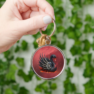 Dark Swan of Bones – Gothic Elegance  Key Ring
