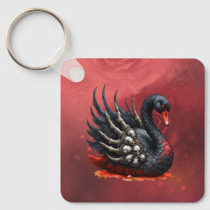 Dark Swan of Bones – Gothic Elegance  Key Ring