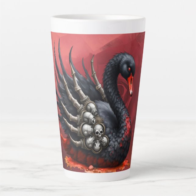 Dark Swan of Bones – Gothic Elegance  Latte Mug (Front)
