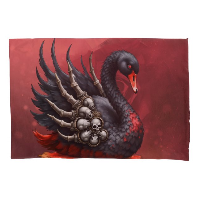 Dark Swan of Bones – Gothic Elegance  Pillowcase (Front)