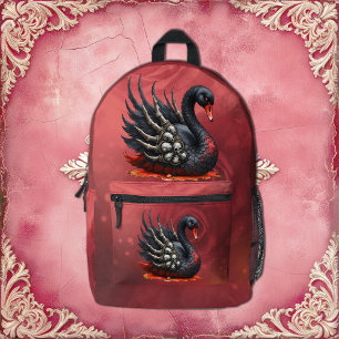 Dark Swan of Bones – Gothic Elegance Printed Backpack