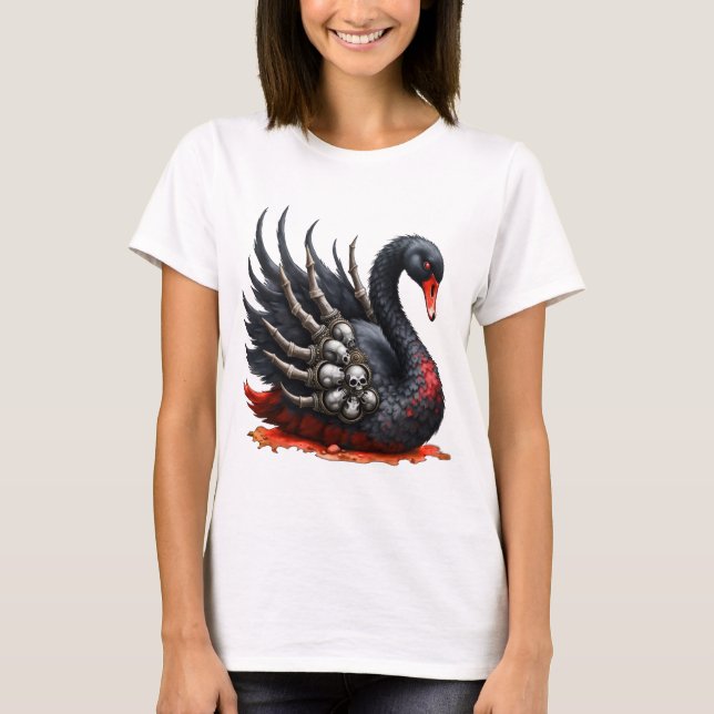 Dark Swan of Bones – Gothic Elegance  T-Shirt (Front)