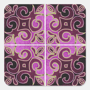 Dark Swirl Design Inspired by Portuguese Azulejos Square Sticker