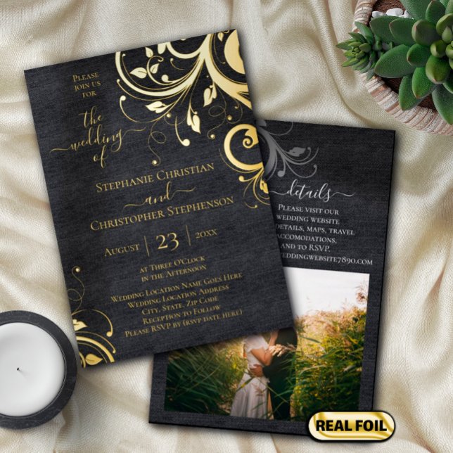 Dark Swirls and Leaves Photo on Back Wedding (Creator Uploaded)