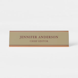 Dark Tan Brown Colour Professional Modern Plain Desk Name Plate