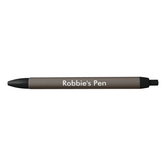 Dark Taupe Personalised Black Ink Pen (Front)