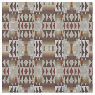 Dark Taupe Red Brown Tan Grey Beige Tribal Art Fabric