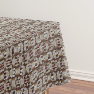 Dark Taupe Red Brown Tan Grey Beige Tribal Art Tablecloth