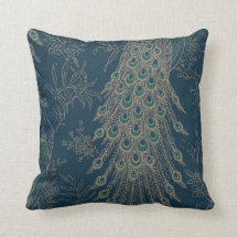 Dark Teal and Gold Victorian style Peacock feather