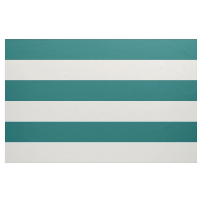 Dark Teal and Ivory Wide Stripes Large Scale Fabric (Yard)