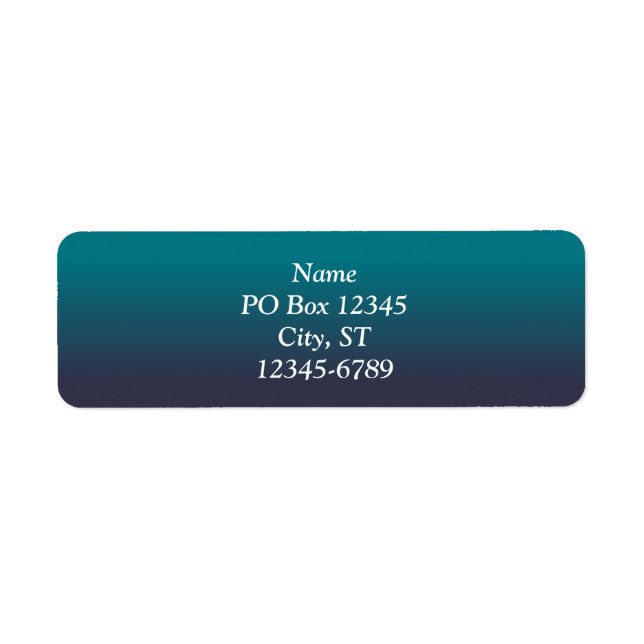 Dark Teal and Navy Blue Ombre Return Address Label (Front)