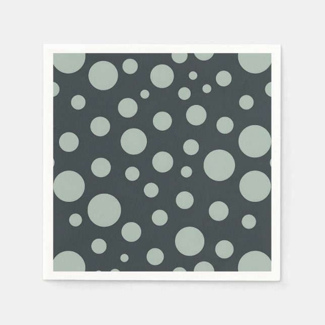 Dark Teal and Pale Green Circles Pattern Napkin (Front)