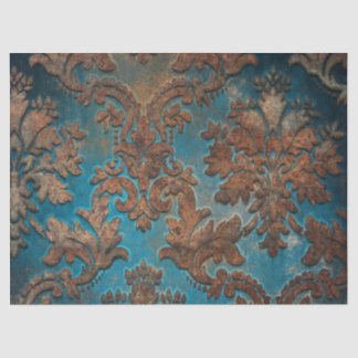 Dark Teal and Patina Damask Decoupage Tissue Paper