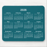 Dark Teal and White 2026 Calendar Mouse Pad<br><div class="desc">Looking for a sleek and stylish way to keep track of your days? Check out this dark teal and white 2026 calendar mousepad! It makes a great gift for anyone who loves to stay organized. Plus, it's a great way to show off your personality and make your desk look unique...</div>