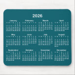 Dark Teal and White 2026 Calendar Mouse Pad<br><div class="desc">Looking for a sleek and stylish way to keep track of your days? Check out this dark teal and white 2026 calendar mousepad! It makes a great gift for anyone who loves to stay organized. Plus, it's a great way to show off your personality and make your desk look unique...</div>