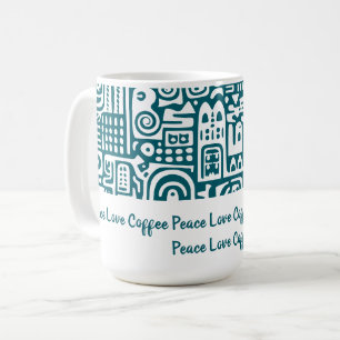 Dark teal and White Doodles 1 of 4 Coffee Mug