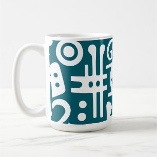 Dark teal and White Doodles 1 of 4 Coffee Mug