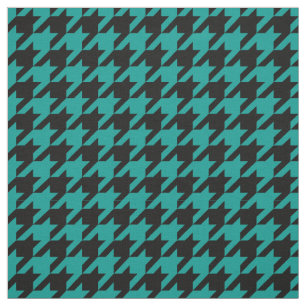Dark Teal, Black Houndstooth Pattern #2M Fabric