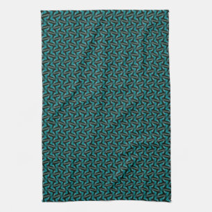 Dark Teal & Black Pattern Tea Towel