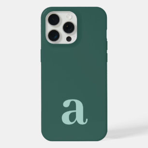 Dark Teal Blue Initial Monogram Minimal Solid iPhone 15 Pro Max Case