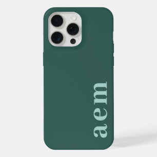 Dark Teal Blue Initials Monogram Minimal Solid iPhone 15 Pro Max Case