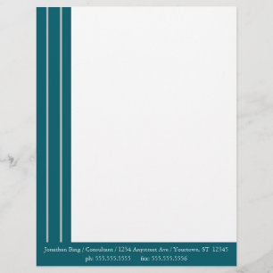 Dark Teal Border with Silver Stripes Custom Letterhead