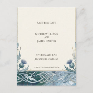 Dark Teal Celtic Save the Date Postcard