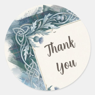 Dark Teal Celtic Thank You Stickers