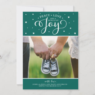 Dark Teal Christmas Pregnancy Announcement Card