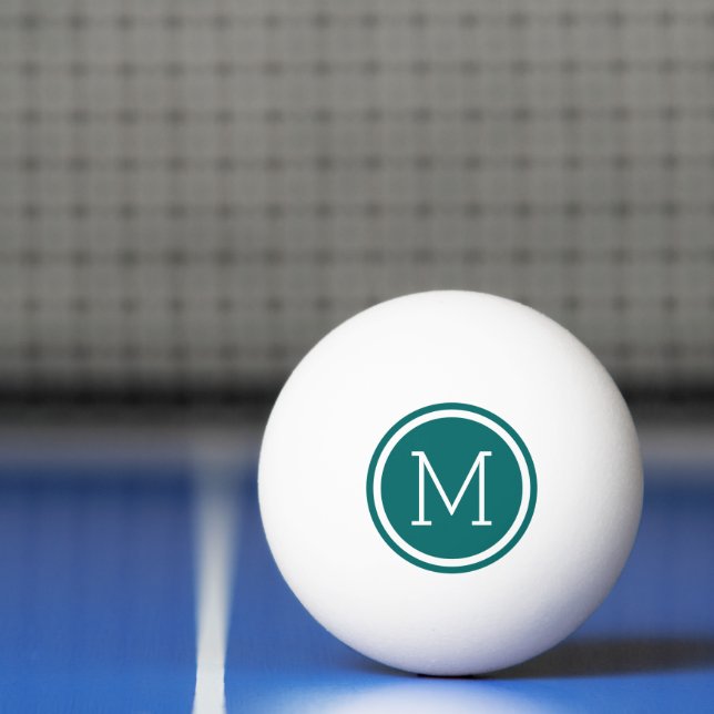 Dark Teal Circle Monogram Personalised Ping Pong Ball (Net)