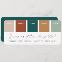 Dark Teal & Copper Fall Wedding Colour Palette Car