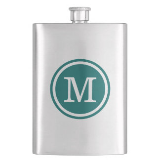Dark Teal Custom Personalised Monogram Hip Flask