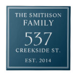 Dark Teal Date Established Address House Plaque Ceramic Tile<br><div class="desc">Introducing our sophisticated and sleek dark teal and white house address plaque, featuring a minimalist design that exudes elegance. This plaque not only displays your house number but also includes the date of establishment, adding a personal touch to your home. Elevate the exterior of your residence with this stylish and...</div>