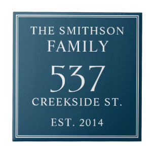    Dark Teal Date Established Address House Plaque Ceramic Tile