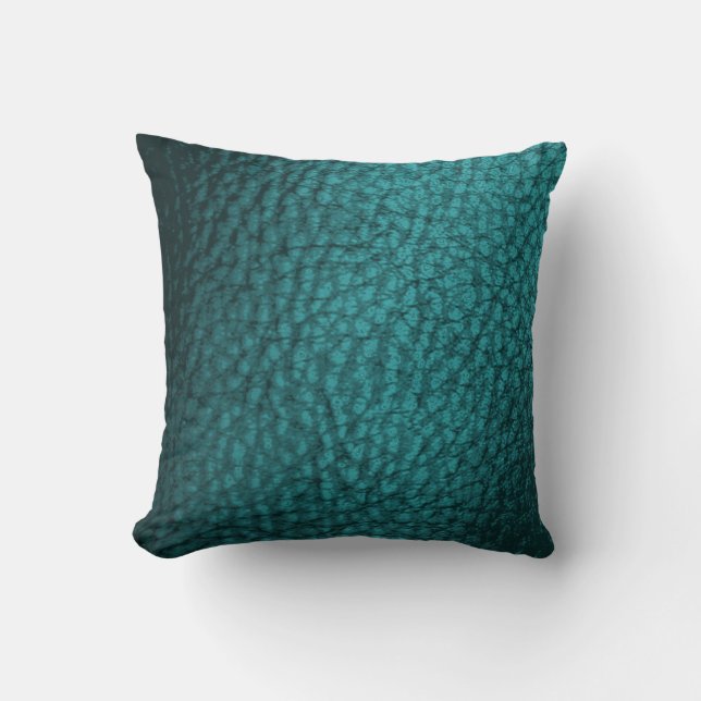 Dark Teal Faux Leather Design Cushion (Front)