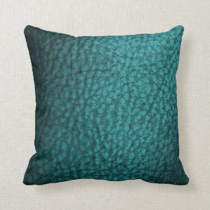 Dark Teal Faux Leather Design Cushion